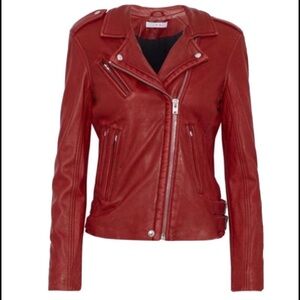 IRO burgundy Leather Biker Jacket